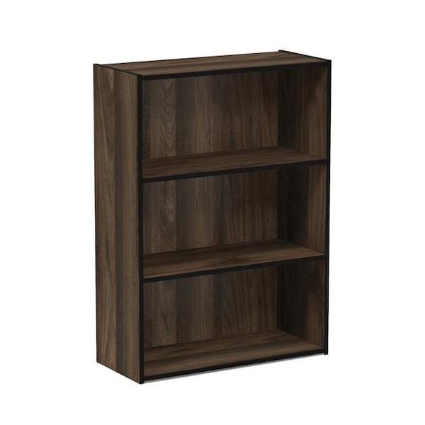 Furinno Furinno 11208CWN Pasir 3 Tier Open Shelf - Columbia Walnut & Black - 11208CWN