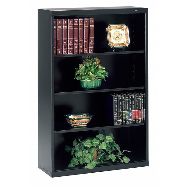 Tennsco 4-Shelf Stationary Bookcase, 52"x34-1/2" Black - B-53BK