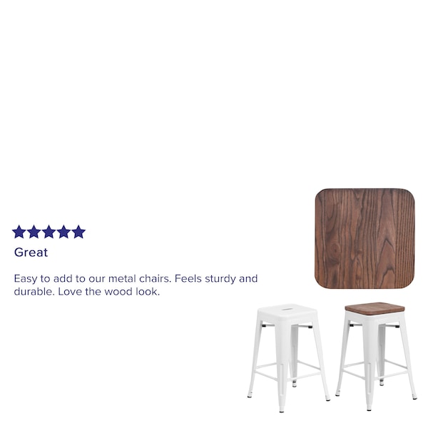 Flash Furniture Barstool Seat, Rustic Walnut, Metal - CH-31320M1D-GG