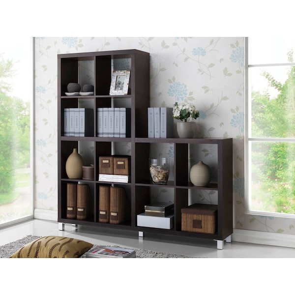 Baxton Studio Sunna Dark Brown Modern Cube Shelving Unit - 91-4516