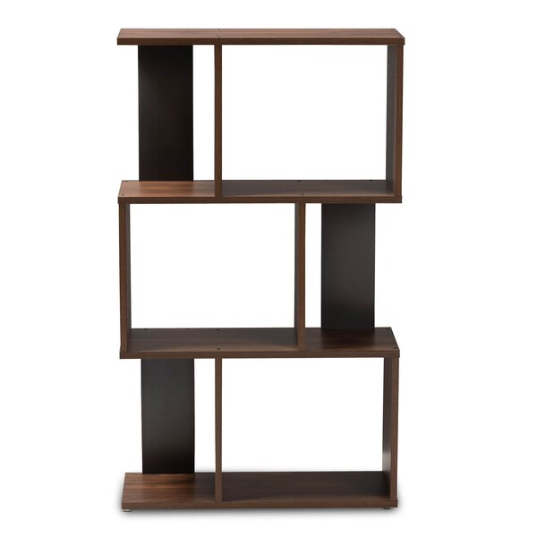 Baxton Studio Legende Modern Brown and Dark Grey Finished Display Bookcase - 148-8257