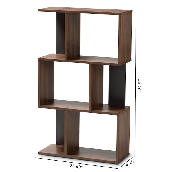 Baxton Studio Legende Modern Brown and Dark Grey Finished Display Bookcase - 148-8257