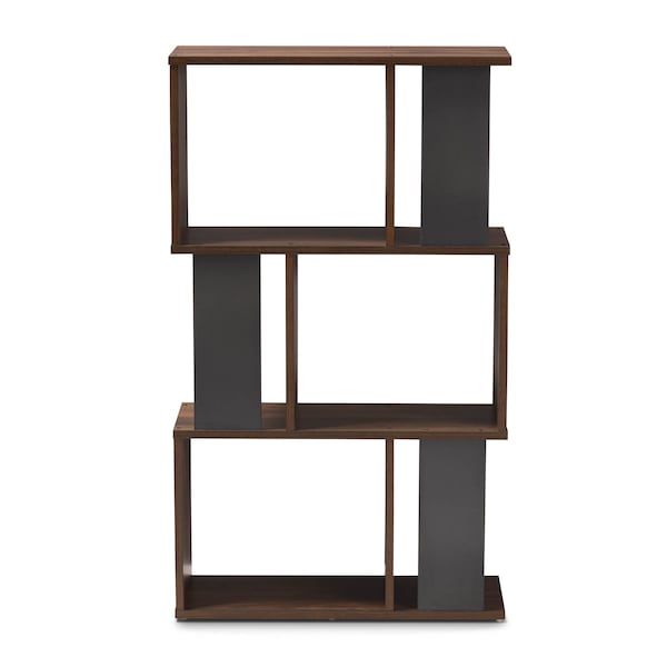 Baxton Studio Legende Modern Brown and Dark Grey Finished Display Bookcase - 148-8257