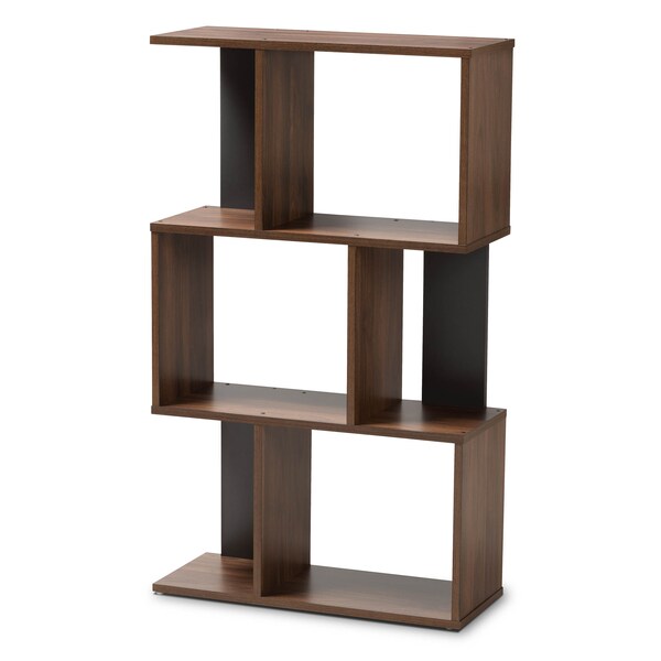 Baxton Studio Legende Modern Brown and Dark Grey Finished Display Bookcase - 148-8257