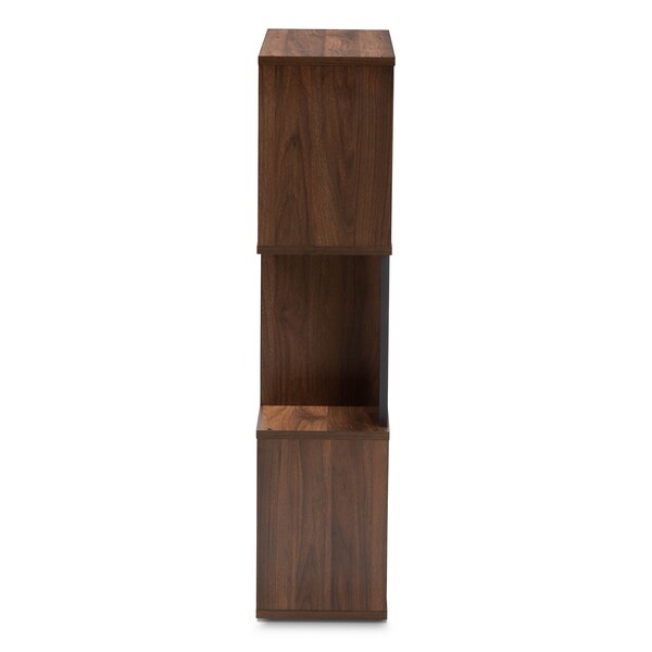 Baxton Studio Legende Modern Brown and Dark Grey Finished Display Bookcase - 148-8257