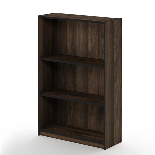 Furinno Furinno 14151R1CWN JAYA Simple Home 3-Shelf Bookcase - Columbia Walnut & Black - 14151R1CWN