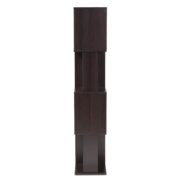 Baxton Studio Riva Dark Brown Finished Geometric Wood Bookshelf - 159-9866