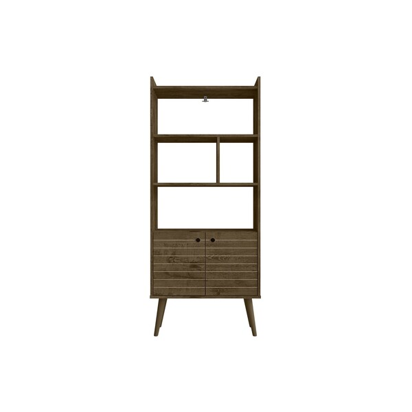 Manhattan Comfort Bogart Bookcase in Rustic Brown and Nature - 254BMC9