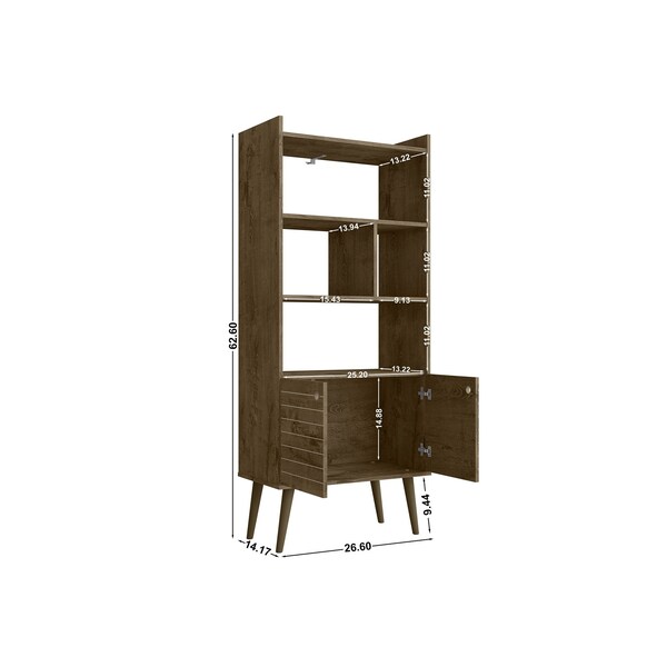 Manhattan Comfort Bogart Bookcase in Rustic Brown and Nature - 254BMC9