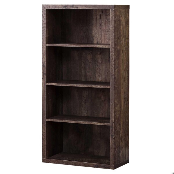 Homeroots 47.5 in. Brown Particle Board & MDF Bookshelf with Adjustable Shelves - 333505