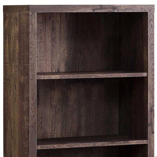 Homeroots 47.5 in. Brown Particle Board & MDF Bookshelf with Adjustable Shelves - 333505
