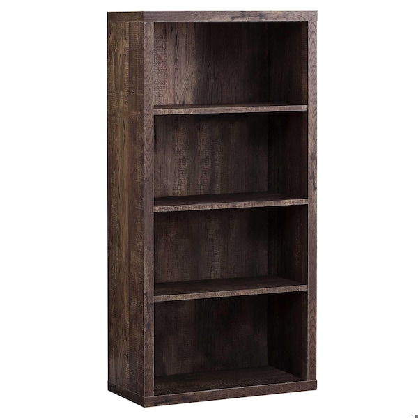 Homeroots 47.5 in. Brown Particle Board & MDF Bookshelf with Adjustable Shelves - 333505