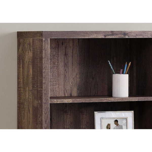 Homeroots 47.5 in. Brown Particle Board & MDF Bookshelf with Adjustable Shelves - 333505