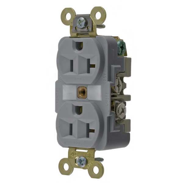 Hubbell 20A Duplex Receptacle 125VAC 5-20R GY - HBL5362GY