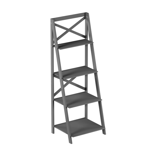 Hastings Home Ladder Bookcase X Back Frame, Gray - 293143VKF