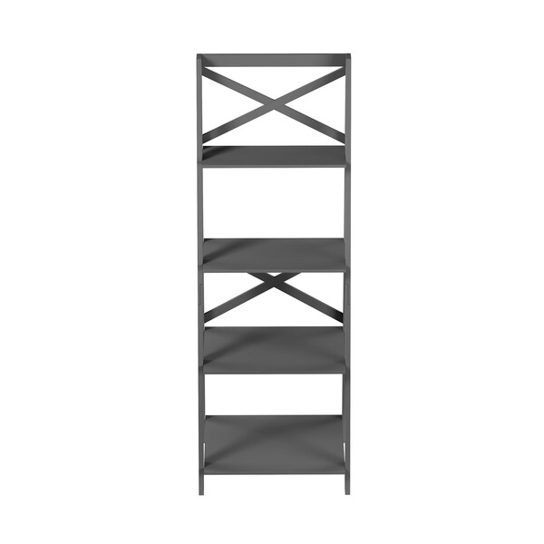 Hastings Home Ladder Bookcase X Back Frame, Gray - 293143VKF