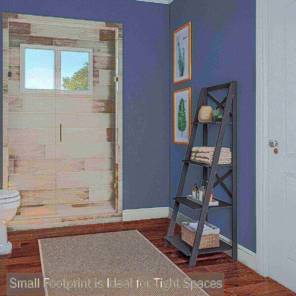 Hastings Home Ladder Bookcase X Back Frame, Gray - 293143VKF