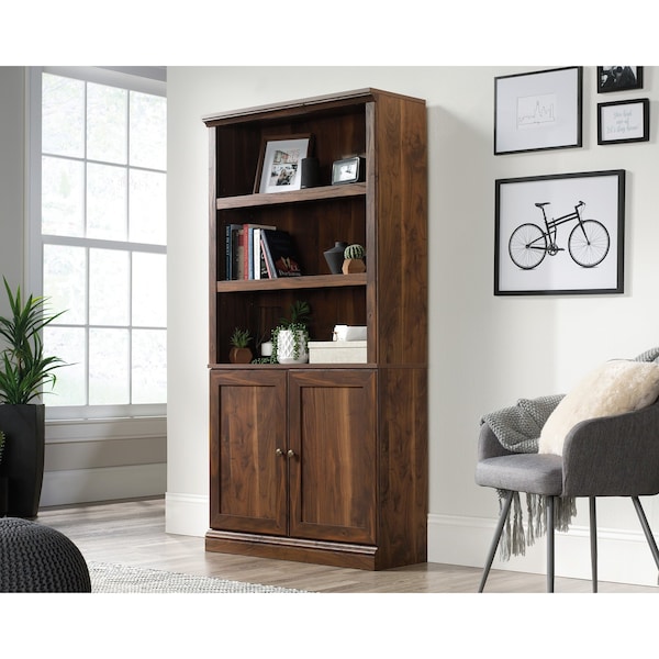 Sauder 5 Shelf Bookcase W/doors Gw , Three adjustable shelves for flexible storage options - 426419