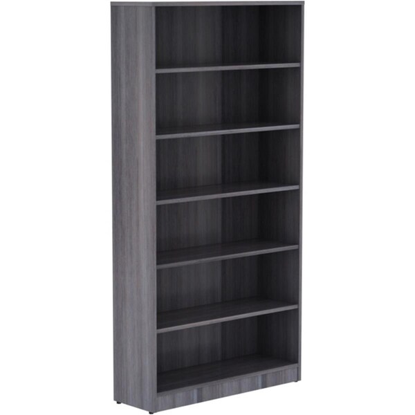 Lorell Weathered Charcoal Laminate Bookcase Charcoal Gray - 72 x 36 x 12 in. - LLR69565