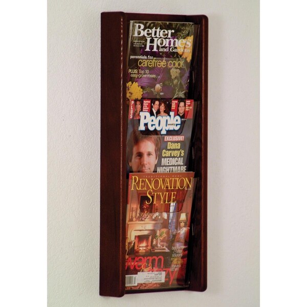 Wooden Mallet 3 in. Stance 3 Pocket Wall Display - Black & Mahogany - AC26-3BK