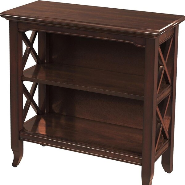 Homeroots 30.25 x 32 x 13 in. Newport Plantation Cherry Low Bookcase - 389554