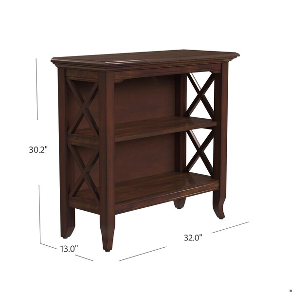 Homeroots 30.25 x 32 x 13 in. Newport Plantation Cherry Low Bookcase - 389554