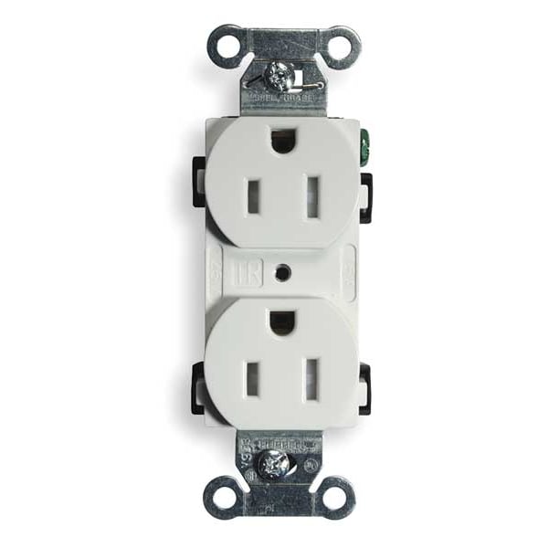 Hubbell 15A Duplex Receptacle 125VAC 5-15R WH - BR15WHITR