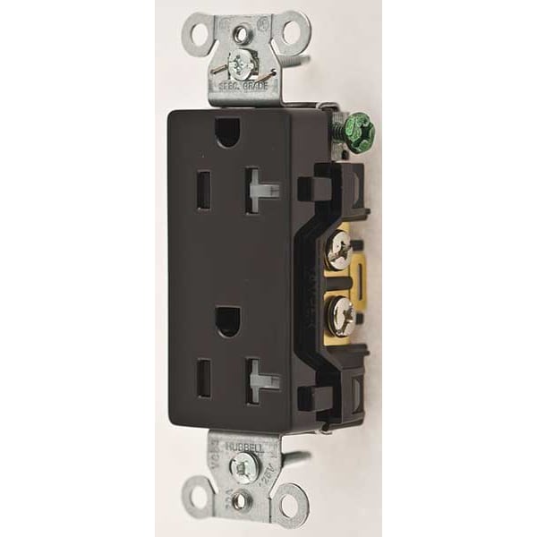 Hubbell 20A Duplex Decorator Receptacle 125VAC 5-20R BK - DR20BLKTR