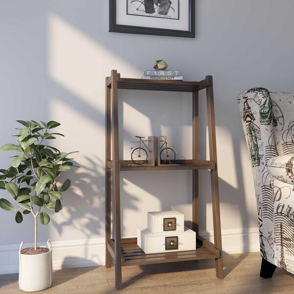 Homeroots Bookcase with 3 Shelves, Espresso - 42 x 22 x 13.75 in. - 380033