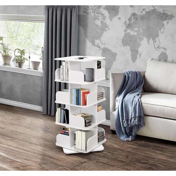 Kings Furniture Revolving Tall Bookcase, White - BK006-WH