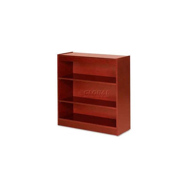 Sp Richards Lorell 3-Shelf Panel End Hardwood Veneer Bookcase, 36"W x 12"D x 36"H, Cherry - LLR89051