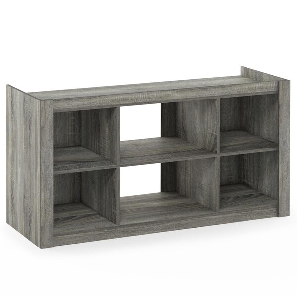 Furinno Fowler Multipurpose TV Stand Bookshelves, French Oak Grey - 23.16 x 43.9 x 16 in. - 18147GYW