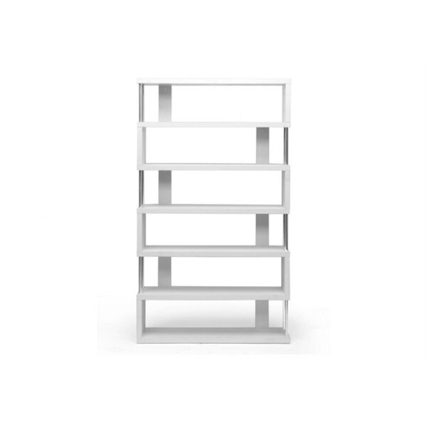 Wholesale Interiors FP-6D-White Barnes White Six-Shelf Modern Bookcase - 847321011731