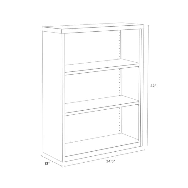 Hirsh Hirsh 3 Shelf Metal Bookcase, 42in. Height, Charcoal - 22455