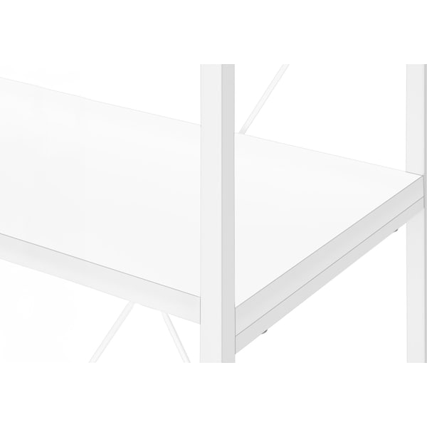 Monarch Specialties Bookshelf, Bookcase, 4 Tier, 48 in.H, Office, Bedroom, White Laminate, White Metal, Contemporary - I 7801