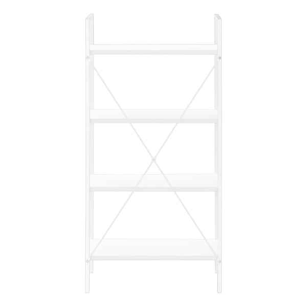 Monarch Specialties Bookshelf, Bookcase, 4 Tier, 48 in.H, Office, Bedroom, White Laminate, White Metal, Contemporary - I 7801