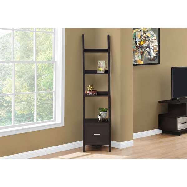 Monarch Specialties Bookshelf, Bookcase, Etagere, Corner, Ladder, 69"H, Office, Bedroom, Laminate, Brown, Contemporary - I 2765