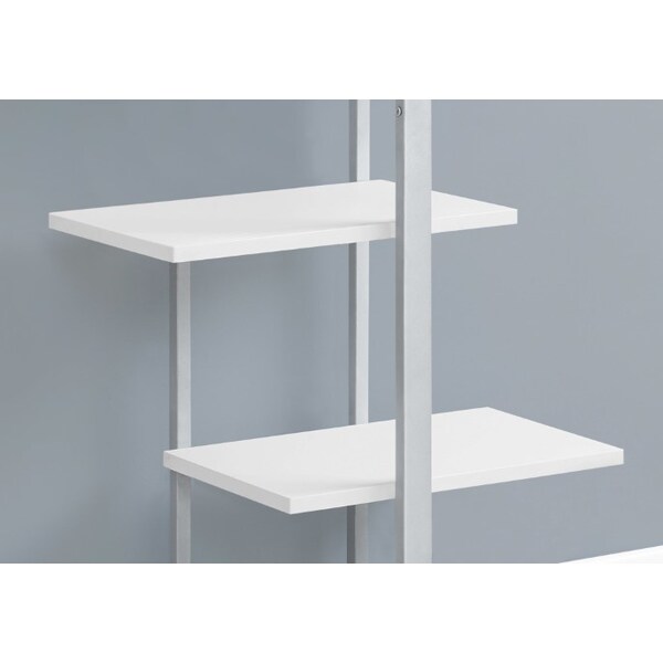 Monarch Specialties Bookshelf, Bookcase, Etagere, 5 Tier, 60"H, Office, Bedroom, Metal, Laminate, White, Grey - I 7233