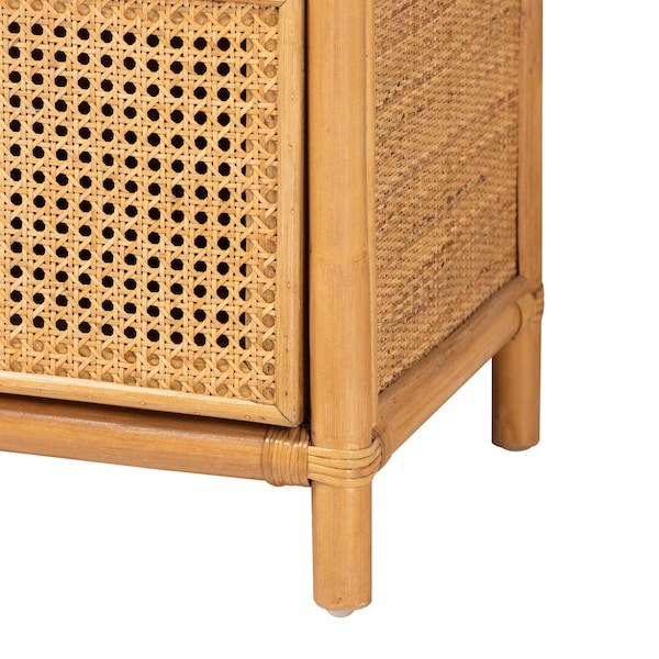 Bali & Pari Curacao Modern Bohemian Light Honey Rattan 2-Drawer Bookcase - 243-13570-ZORO