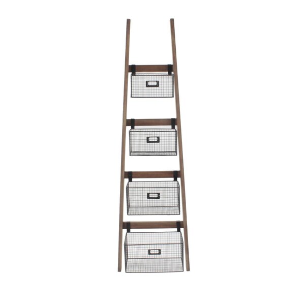 Designed To Furnish Wall Ladder Shelf & Bookcase with Wire Storage Baskets - DE2681569