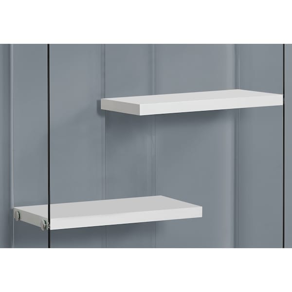 Monarch Specialties Bookshelf, Bookcase, Etagere, 5 Tier, 60"H, Office, Bedroom, Tempered Glass, Glossy White, Clear - I 3290