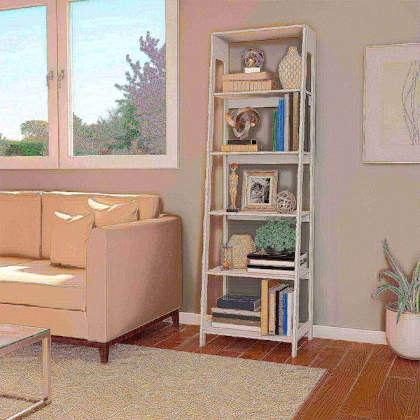 Hastings Home Freestanding Ladder Bookcase, White - 620649XDH