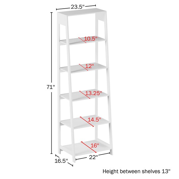 Hastings Home Freestanding Ladder Bookcase, White - 620649XDH