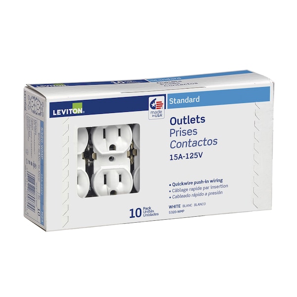 Leviton Recept Dplx 15A Wht Bx10 - 05320-WMP