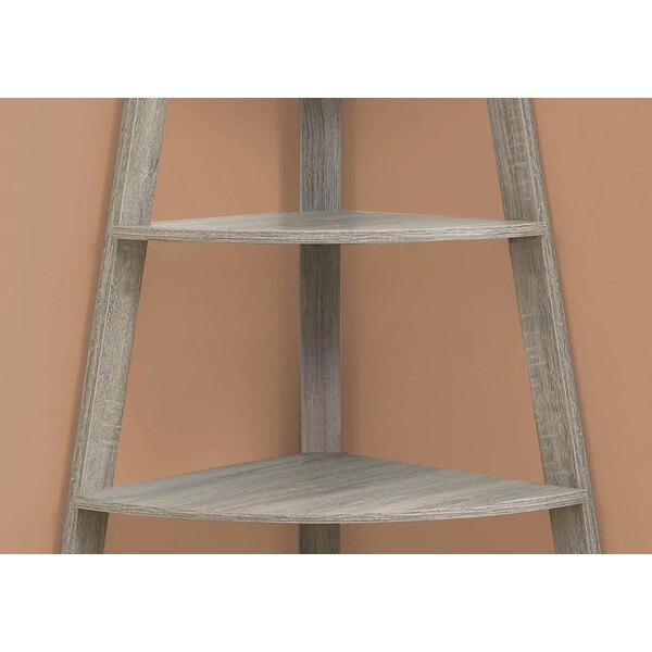 Monarch Specialties Bookshelf, Bookcase, Etagere, Corner, 4 Tier, 60"H, Office, Bedroom, Laminate, Brown, Contemporary - I 2424