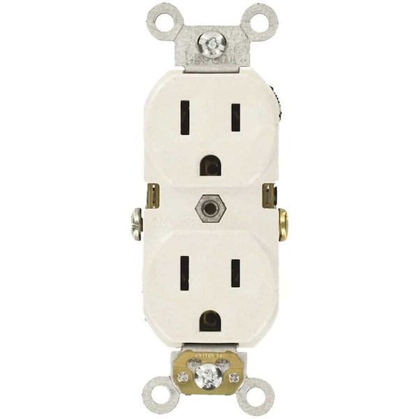 Leviton 15 Amp Commercial Grade Duplex Outlet, White, 10PK - M22-CBR15-WMP