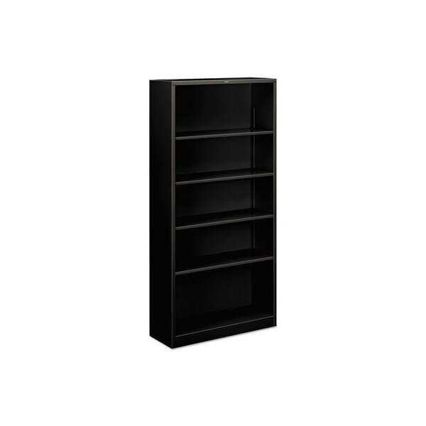 Hon HON, Metal Bookcase, Five-Shelf, 34-1/2w X 12-5/8w X 71h, Black - S72ABCP