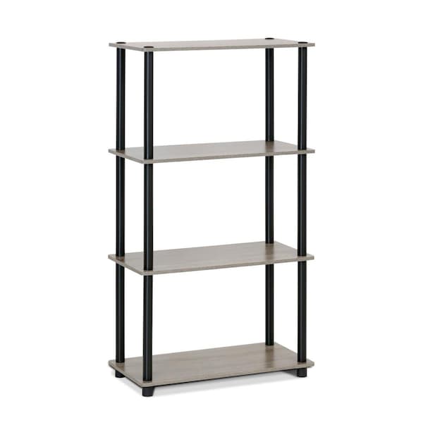 Furinno 99557GYW-BK Turn-N-Tube 4-Tier Multipurpose Shelf Display Rack, French Oak Grey & Black - 99557GYW/BK