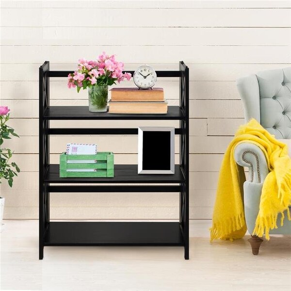 Casual Home Casual Home 301-32 Montego 3-Shelf Folding Bookcase; Black - 301-32