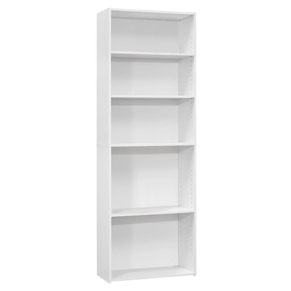 Gfancy Fixtures 11.75 x 24.75 x 71.25 in. White 5 Shelves Bookcase - GF3089037
